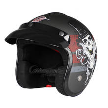 Capacete masculino e feminino de meio rosto, capacete vintage de 3/4 com abertura facial para motocicleta, scooter, tattoo 2024 - compre barato