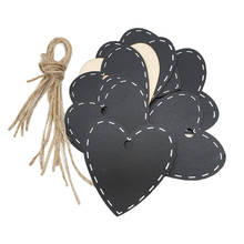 Mini quadro negro para pendurar cartões, placa-negro de face única festa de casamento número de mesa etiqueta amor coração com 10 peças 2024 - compre barato