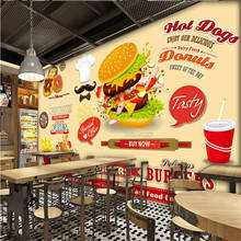 Europe and America Hamburger Western Fast Food Restaurant Snack Bar Industrial Decor Background Mural Wallpaper Wall Paper 3D 2024 - buy cheap