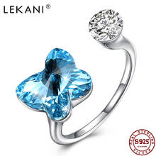 LEKANI 925 Sterling Silver Rings For Women Colorful Star Austria Crystal With Round CZ Adjustable Ring Anniversary Jewelry 2024 - buy cheap