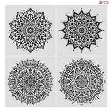 OOTDTY 4pcs Flower Stencil Wall Painting DIY Drawing Template for Floor Tiles Funiture 2024 - buy cheap