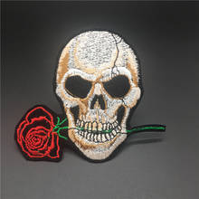 Skull Patch Iron On Embroidered Patch For Clothes Sticker Applique Patch Punk Jacket Coat DIY Sewing Accessory Size: 10.2x9.1CM 2024 - buy cheap
