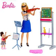 Barbie Doll Set Music Teacher Violin Musical Instrument Girl House Play Series toys for girls fxp18, interactive dolls, > 3 years old, away from fire, in-stock items 2024 - buy cheap