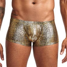 Men Sexy Underwear Snake Skin Imitation Leather Boxers Mens Boxer Shorts U Convex Low Rise Male hombre Panties Underpants 2024 - buy cheap