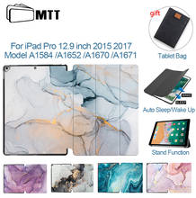 Mtt-capa de celular tipo mármore para ipad pro 2015, 2017 ", pu, couro, flip, com suporte, inteligente, a1670, a1671, a1584, a1652 2024 - compre barato
