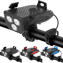 Multi-Function 4 In 1 Bicycle Light Flashlight Bike Horn Alarm Bell MTB Headlight Phone Holder Bracket Power Bank Cycling Lamp 2024 - buy cheap