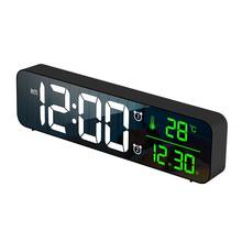Eletrônico led digital grande display de manhã despertador música brilho usb 2024 - compre barato