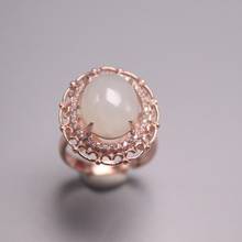 New Pure 925 Sterling Silver Ring The Widest 19mm nephrite Bead Rose Gold Colour Lace Ring For Woman 2024 - buy cheap