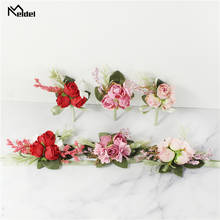 Meldel groom-pulseira autônoma de noiva, broche para homens, flor de rosa, bracelete para meninas e casamentos 2024 - compre barato