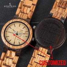 BOBO BIRD Customized Men Watches Wood Engrave Name And Text Date Week Display 2024 - buy cheap