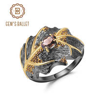 Женское кольцо с листьями gemp's BALLET, кольцо ручной работы из стерлингового серебра 925 пробы, 0,75 карат, натуральный дымчатый кварц 2024 - купить недорого