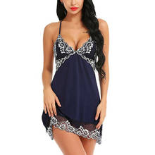 Sexy Lingerie Women Silk Lace Sleeveless Babydoll V neck Nightdress Nightgown mini short Sleepwear night dress 2024 - buy cheap