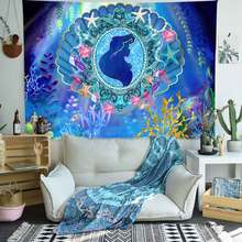 Simsant Cartoon Sea Mermaid Tapestry Sunflower Field Green Elves Art Wall Hanging Tapestries for Living Room Home Dorm Decor 2024 - buy cheap