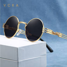 VCKA-gafas de sol redondas estilo gótico Steampunk para hombre y mujer, lentes polarizadas Retro, montura de Metal, lentes coloridas 2024 - compra barato