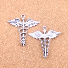 6 uds. De colgantes antiguos de 40x40mm de Caduceo, símbolo Médico md, joyería de plata tibetana Vintage, bricolaje para pulsera y collar 2024 - compra barato