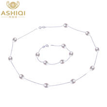 ASHIQI-Conjunto de joyería de plata de ley 925 con perlas naturales, collar de perlas de agua dulce 2024 - compra barato