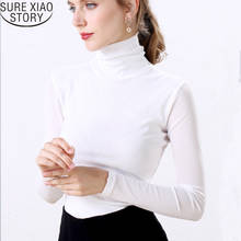 Fashion Plus Size Women's Clothes Fall Korean Solid Long Sleeve Turtleneck Slim Women Blouse Shirt Chemisier Femme 5912 50 2024 - buy cheap