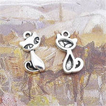 200Pcs/lot Vintage Silver Little Cat Charms 18*11MM Animal Charms for Handmade Jewelry 2024 - buy cheap