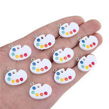 Julie Wang 10PCS Resin Color Palette Charms With Nail Flat Back Pendant Bracelet Earrings Jewelry Making Accessory Decor 2024 - buy cheap