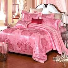 Xinxinxiangyin-Juego de ropa de cama de lujo, edredón Jacquard satinado de algodón rosa, disponible en tamaño Queen y King, novedad de 100%, 4 Uds. 2024 - compra barato