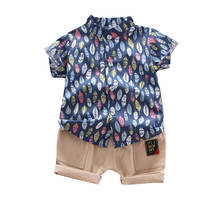 2020 verão crianças casual impresso roupas de manga curta bebê menino define algodão menino camiseta + shorts roupas para crianças 2024 - compre barato