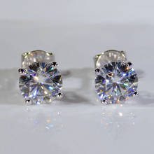 9K White Gold Moissanite Earrings DF Color Classic 4 claws Engagement wedding earrings 5mm/piece Total 1ct 2024 - buy cheap