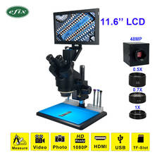 Microscopio Trinocular para reparación de teléfono móvil, dispositivo con pantalla LCD de 11,6 pulgadas, 48MP, 3,5-45X, estéreo, HDMI, USB, cámara Digital HD TF, soldadura, Zoom continuo 2024 - compra barato