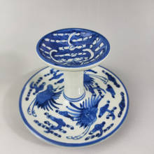 Grúa de porcelana blanca y azul para decoración del hogar, soporte de candelabro de colección clásica china, regalo 2024 - compra barato