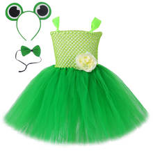 Зеленая лягушка для юбка-пачка для девочек платье детский костюм для костюмированной вечеринки, костюмы животных, из двух предметов на Хэллоуин, Детский костюм феи платья детская одежда с головной повязкой на день рождения вечерние 2024 - купить недорого