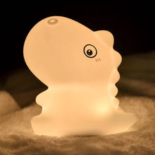 Luz LED nocturna de dinosaurio para niños y bebés, lámpara de mesita de noche recargable por USB con Sensor táctil de dibujos animados de silicona, colorida, regalo 2024 - compra barato