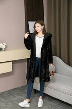 New women's Genuine real natural mink fur coat with hood  long fashion warm winter waistcoats jacket custom any size 2024 - buy cheap