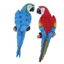 2Pcs Resin Parrot Animal Outdoor Statues Artificial Birds, Decorative Landscape Figurine for Garden, Patio, Backyard 2024 - buy cheap