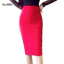 S-5XL Women Pencil Long Skirts 2021 High Waist Casual Summer Sexy Skirts Slim Red Office Lady Work Wear Plus Size Black Skirt 2024 - buy cheap