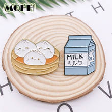 Cartoon Fun Breakfast Set Smiley Bun Milk Enamel Brooch Alloy Badge Clothes Bag Pin Jewelry Cute Accessories Gift For Friends 2024 - buy cheap