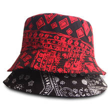 Bucket-Hats Women Men Black Red Print Fisherman Cat Cotton Fashion Paisley Basin Harajuku Sunscreen Panama Hat 2021 New 2024 - buy cheap