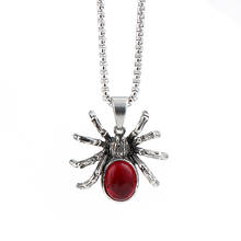 Vintage Spider Necklace Pendant Red Crystal Stone Necklaces Jewelry Halloween sweater chain Party Gift For Men Women Accessories 2024 - buy cheap