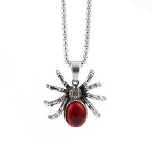 Colar de aranha do vintage pingente de cristal vermelho pedra colares jóias camisola de halloween corrente presente de festa para homens feminino acessórios 2024 - compre barato