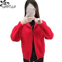 UHYTGF-cárdigan de punto para mujer, chaqueta de imitación de visón, suéter con cremallera, abrigo corto informal cálido, a la moda, otoño e invierno, 1409 2024 - compra barato