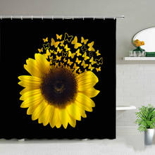 Sunflower Flower Butterfly Scenery Print Shower Curtains Floral Plant Waterproof Bathroom Curtain Set Bathtub Decor With Hooks 2024 - buy cheap