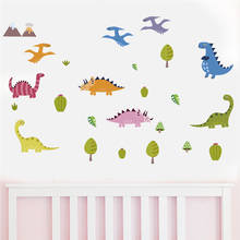 Bonito do bebê dinossauros adesivos de parede para decoração de casa crianças quarto decalques diy 3d animais mural arte dos desenhos animados pvc cartazes 2024 - compre barato