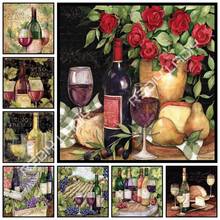 Diamond Painting Still Life Rose with Wine Full Square/Round Diamond Embroidery Beaded Cross Stitch Mosaic Pattern Arts & Crafts 2024 - buy cheap