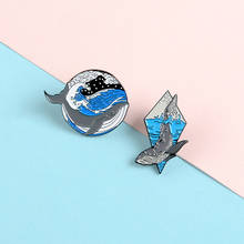 Broches de desenho animado para crianças, broches em azul com esmalte marítimo personalizados para animais marinhos, presentes de joias de liberdade para amigos 2024 - compre barato