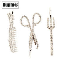 Hair salon design ornament clips jewelry accessories crystals hairpin scissor comb fork hairpin ornament 2024 - buy cheap
