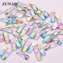 JUNAO 6x16mm Rectangle Crystal AB Rhinestones Flatback Strass Applique Glue On Acrylic Gems Diamond Strass Clothes Decoration 2024 - buy cheap
