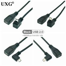 Micro USB 3. 0 5Pin штекер-гнездо для удлинителя адаптер длинный разъем 90 градусов правый, левый, вверх и вниз угловой 2024 - купить недорого