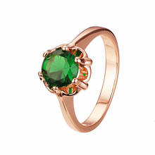 New Women Ring Green Stone 585 Gold Color Plating Fashion Jewelry Anniversary Gift 2024 - buy cheap