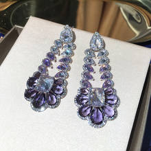 Trendy luxury cz big purple drop earring for women wedding bridal party 2024 - buy cheap