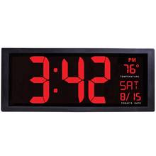 Tela grande grande quente relógio de parede eletrônico desktop led digital calendário relógio termômetro de poupança de luz do dia para a cozinha relógio mura 2024 - compre barato