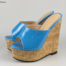 Olomm-Sandalias de plataforma hechas a mano para mujer, tacones de cuña con punta abierta, en 5 colores, para fiesta, talla grande de EE. UU. 5-20 2024 - compra barato