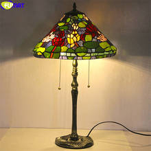 FUMAT Tiffany Style Stained Glass Table Light Multicolor Rose Lotus Flower Lampshade Arts House Decor Alloy Frame Rero Desk Lamp 2024 - buy cheap